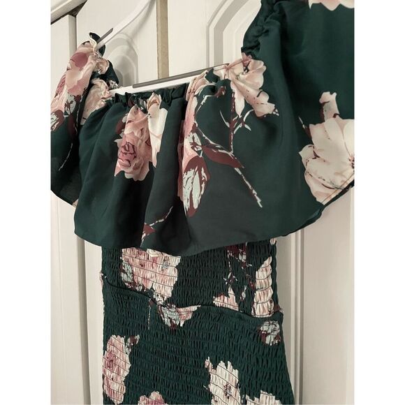 Baltic Born Amalfi off shoulder smocked green maxi dress women’s size Small - Picture 2 of 8